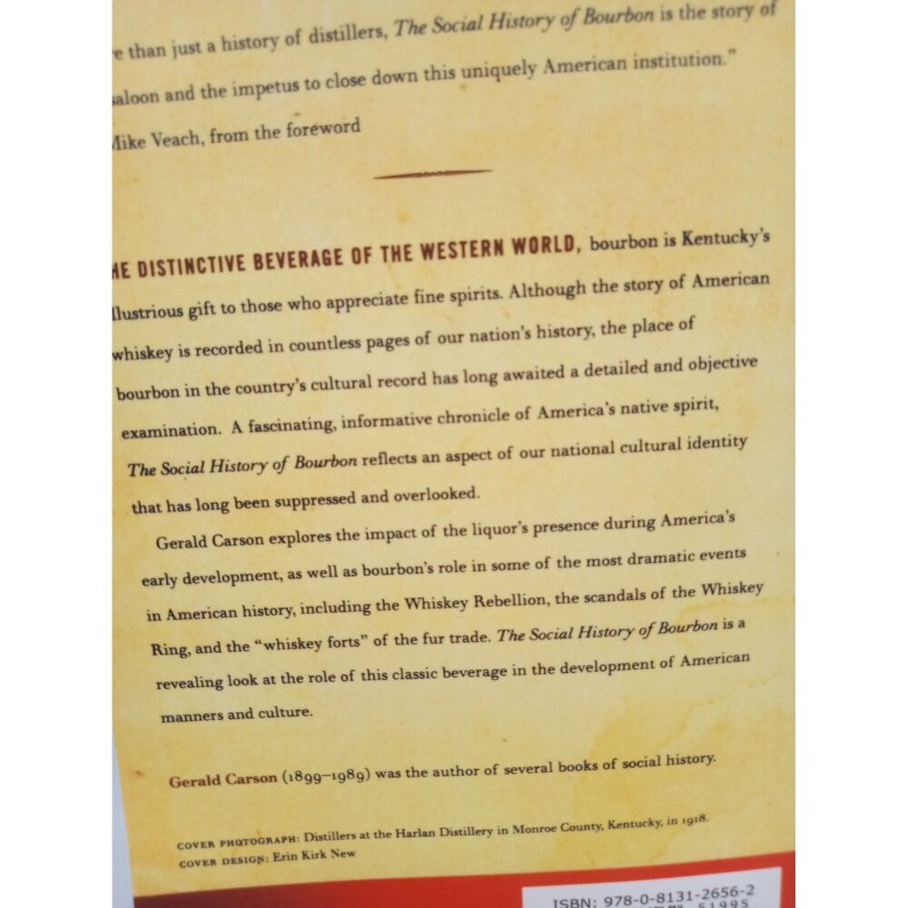 The Social History Of Bourbon Gerald Carson Paperback Whiskey Origins - Picture 8 of 15